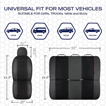 Skechers Air-Cooled Memory Foam Seat Covers,Mesh Thick Car Seat Covers,Piping Leather Car Seat Covers Front Seats,Airbag Compatible,Automotive Comfort Universal FitMost Cars,Vans,Truck,SUV,Black