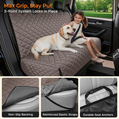 URPOWER Dog Car Seat Cover for Back Seat - Waterproof Non-Slip Car Seat Protector for Dogs Pet, Scratchproof Back Bench Seat Covers for Mid-Size Cars, Mid-Size SUVs, Black