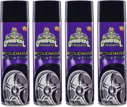 Cristal Products Untouchable Tire Shine Spray – Long-Lasting Wet Tire Finish for Deep Gloss & Protection – Waterproof Tire Shine, Easy Application, Premium Tire Cleaner Shine 8oz (1PK)
