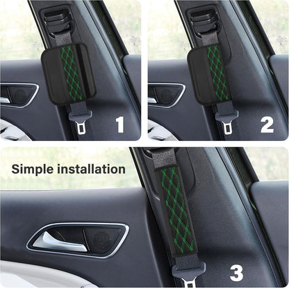 2PCS Car Seat Belt Cover Pads,Leather Seatbelt Covers Protect Shoulder and Neck Car Accessories Interior,Universal Car Seat Strap Pads Car Decorations for Most Cars Trucks (Black/Red)