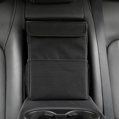 AOKJOY Car Garbage can with lid Leak Proof Vehicle Trash Can 3 Storage Pockets Hanging Waterproof car Trash Bag for SUV Beige