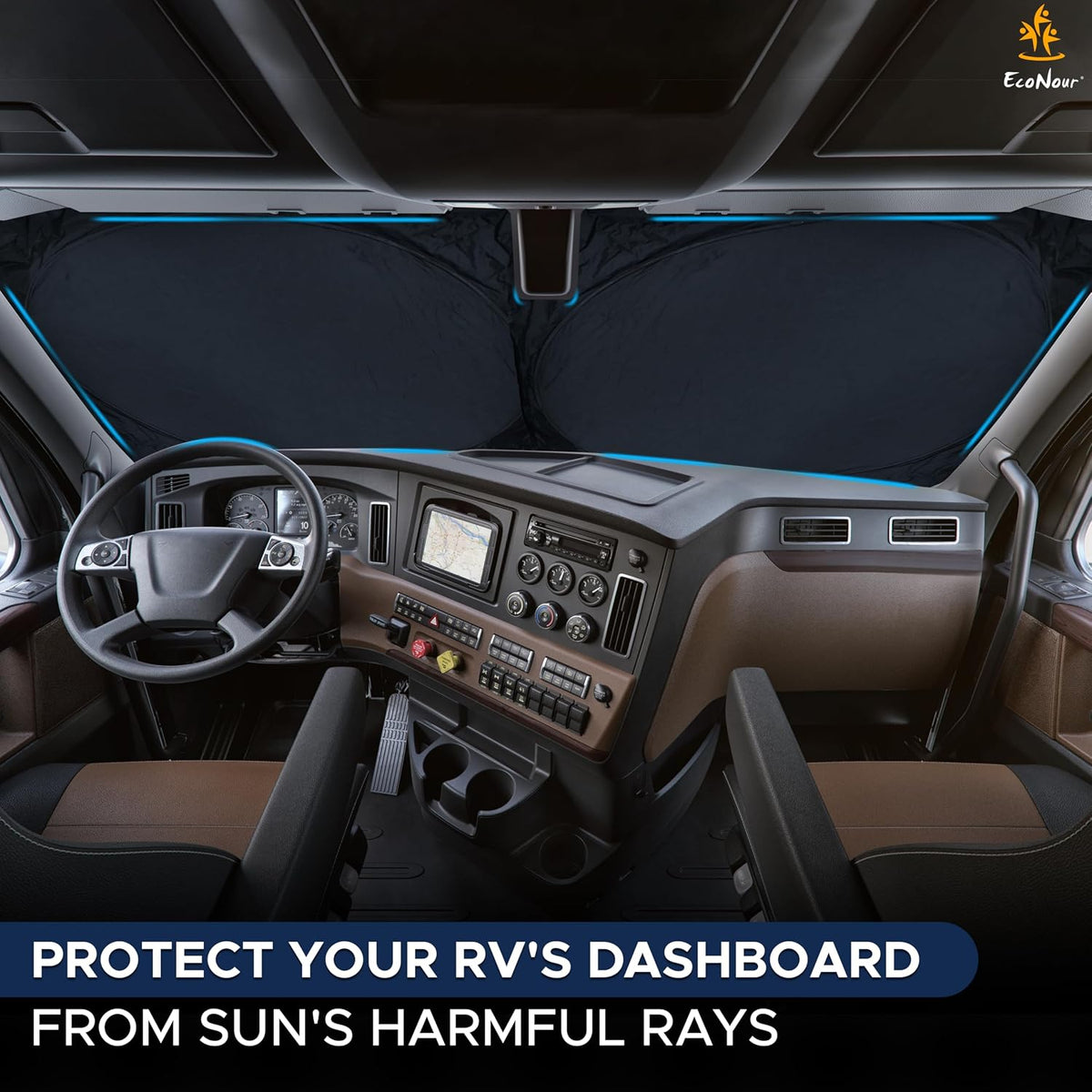 EcoNour Car Windshield Sun Shade | 2025 Upgraded Innovative No-Light-Pass Technology for Maximum Coverage | Foldable Sun Shade Keeps Your Vehicle Cool | Must-Have Car Accessories | Small (59" x 29") - Colors I