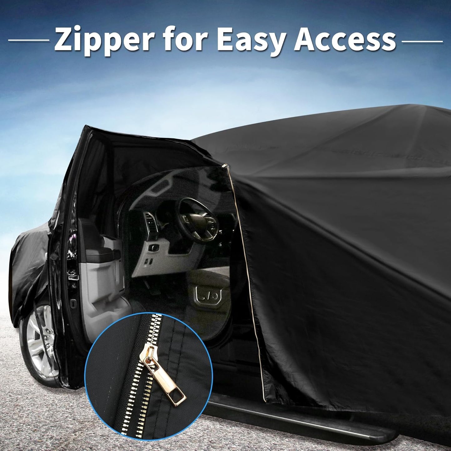 X AUTOHAUX Car Cover for Honda Civic Sedan/Coupe 210D-PU Outdoor Full Car Cover All Weather with Door Zipper for Waterproof Windproof Sun Rain Snow Protection
