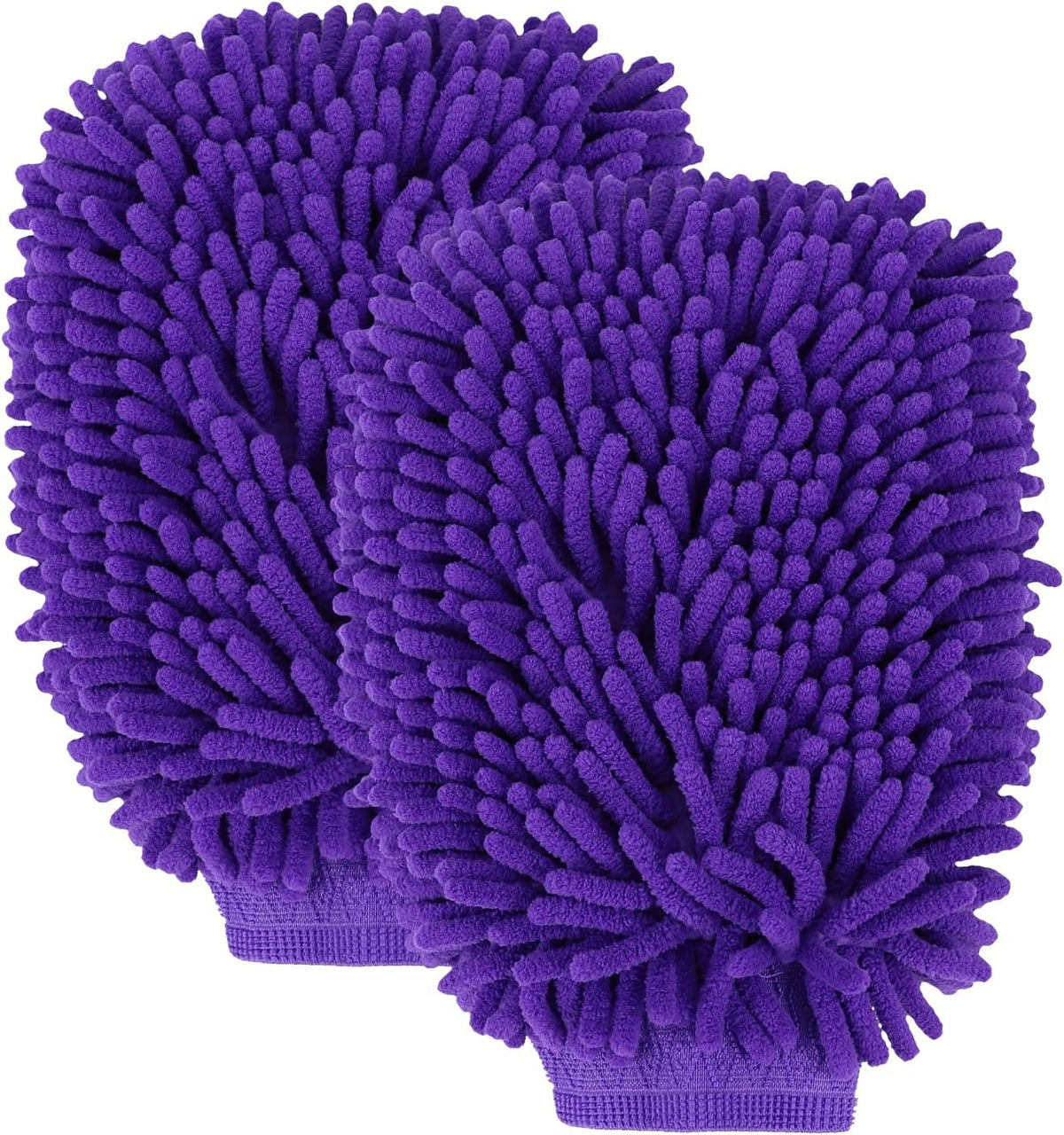 wuyaoyao 2PCS Car Wash Mitt, 10.14"×7.12" Chenille Microfiber Car Wash Mitts, Scratch-Free & Lint-Free, Absorbent Double Sided Clean Glove for Cars Cleaning, Auto Cleaning Supplies (Orange)