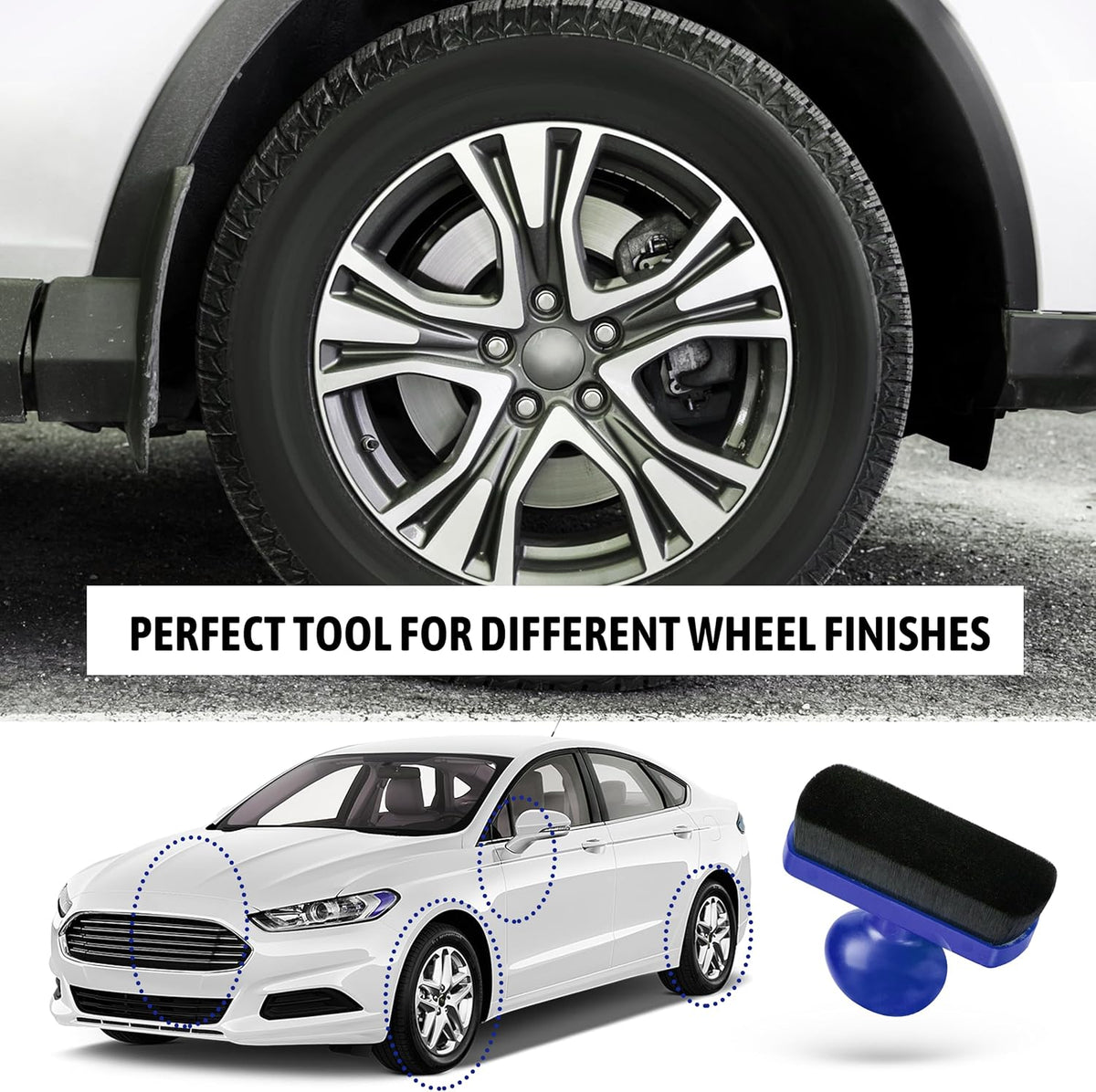 BABYSHEEP Car Tire Shine Applicator,Large Vegan Tire Shine Brush - Automotive Tire Dressing Applicator Brush with Storage Stand for Tire Detailing & Car Wash Kit, Black, 3.6 Inch Length (Black)