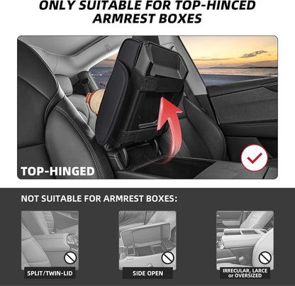 5 in 1 Car Center Console Cover, Armrest Pad with 2 Storage Pockets, Cup Holder, Tissue Slot, Phone Holder, Nappa Leather Memory Foam Car Accessories for SUV Sedan Truck (Black)