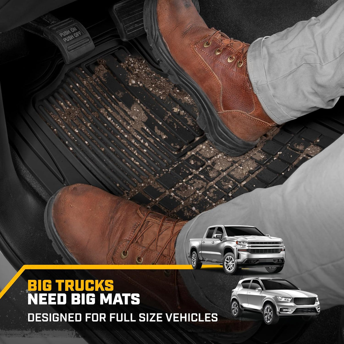 BDK Trim-to-Fit Heavy Duty Cargo Mat - Universal Rubber Trunk Liner for Car, SUV, Van & Truck - Waterproof, Non-Slip, All-Weather Protection, Durable Cargo Floor Mat - 54" x 43.5" x 0.25" - Black