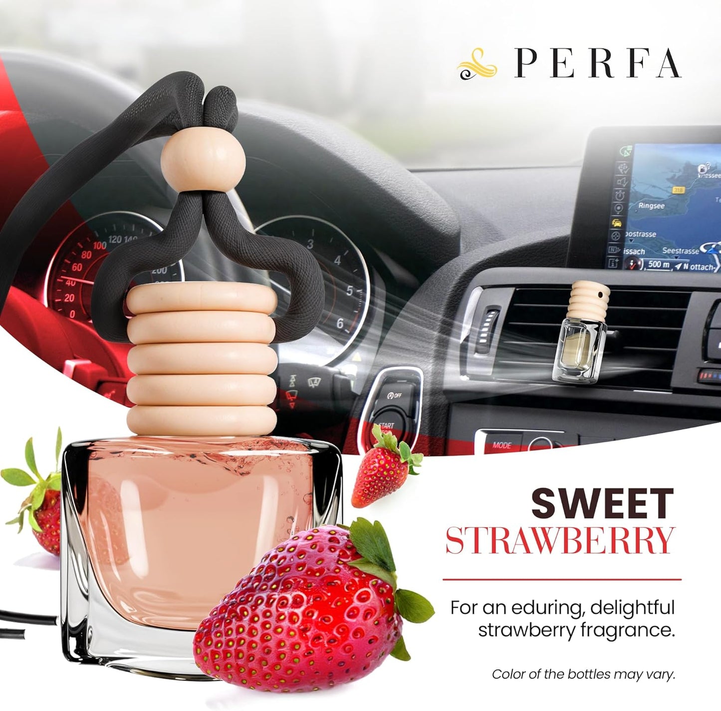 Fresh Linen Car Air Freshener | Hanging Car Freshener with Vent Clip | Long Lasting Fragrance, Slow-Release Aroma Technology, Adjustable Scent Intensity | Scented Interior Accessories by Perfa