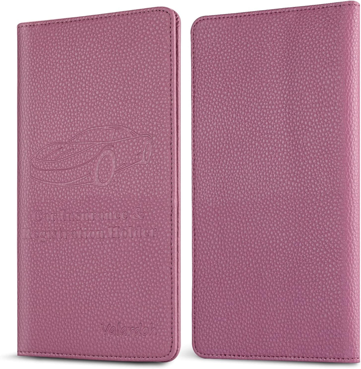 Valardoh Premium Car Registration and Insurance Card Holder, Car Document Holder for Cards, Driver License & other Essential Documents (Pink)