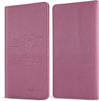 Valardoh Premium Car Registration and Insurance Card Holder, Car Document Holder for Cards, Driver License & other Essential Documents (Pink)