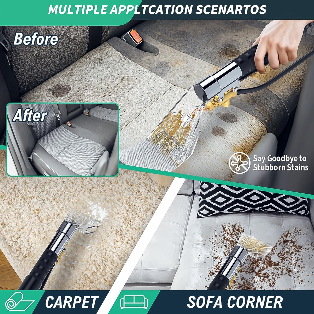 Shop Vac Extractor Kit,Spray Aspirating of Wet Vacuum Hose Extractor Kit,with 50FT Waterline Convert the Universal Shop Vacuum,Into A Professional Auto Carpet Cleaner Machine,for Household,Car,Textile