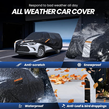 Large SUV Car Cover for Chevy Suburban 100% Waterproof All Weather, Heavy Duty Outdoor Full Exterior Covers Rain Sun Wind UV Protection. - Colors C