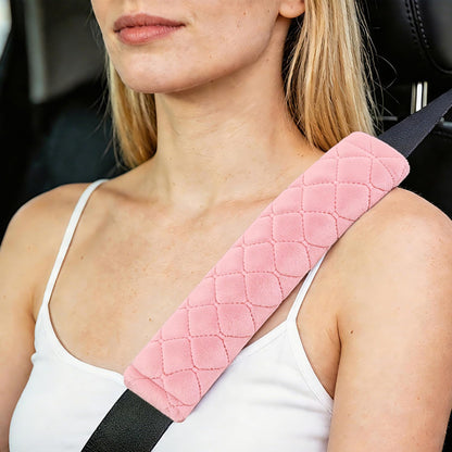 Amooca Soft Auto Seat Belt Cover Seatbelt Shoulder Pad 2 PCS for a More Comfortable Driving Compatible with All Cars and Backpack Black