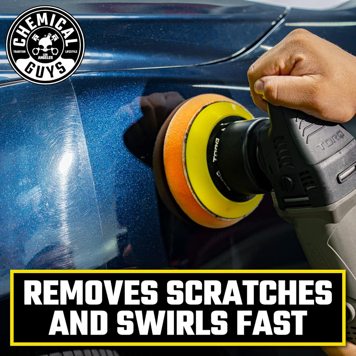 Chemical Guys TORQX Random Orbital Polisher, Pads, Polishes, and Compounds Kit - Car Polishing Kit Safe for Trucks, SUVs, Motorcycles, and More, 700W Motor, 8mm Orbit, 9-Piece Set