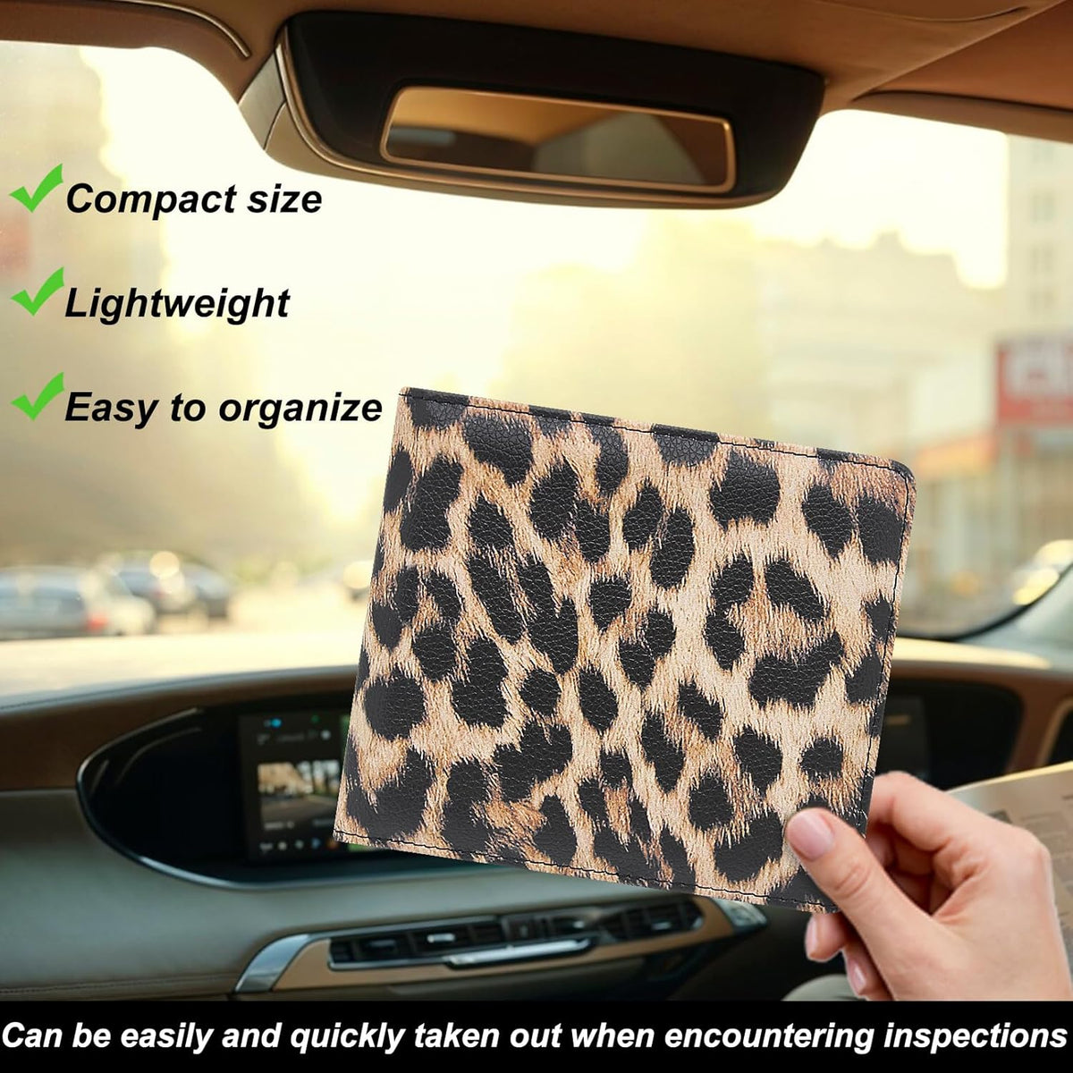 Car Registration and Insurance Holder, Premium Pu Leather Vehicle Glove Box Organizer - for Driver License, Cards & Essential Documents (L-Orange)