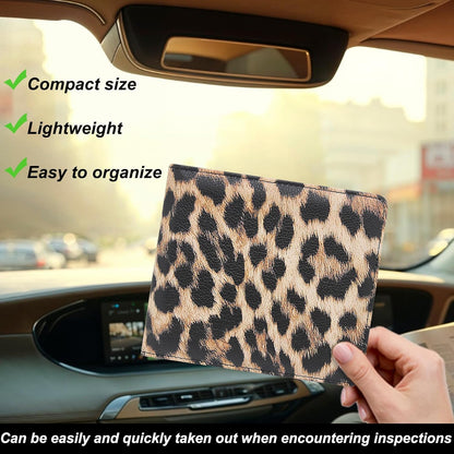 Car Registration and Insurance Holder, Premium Pu Leather Vehicle Glove Box Organizer - for Driver License, Cards & Essential Documents (L-Orange)