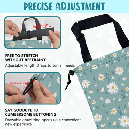 Car Garbage Bag Colorful Floral Spring Daisy Drawstring Car Trash Bag Hanging for Back Seat with Adjustable Buckle Canvas Vehicle Trash Can Easy-to-Install
