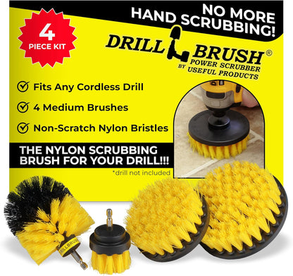 Interior Car Detailing Drill Brush Set - Soft Bristle Power Scrubber Attachments for Cleaning Car, Truck, Upholstery, Carpet, Leather, Seats, Wheels, Rims, Dash, Console, & Trim - Nylon Auto Scrubber
