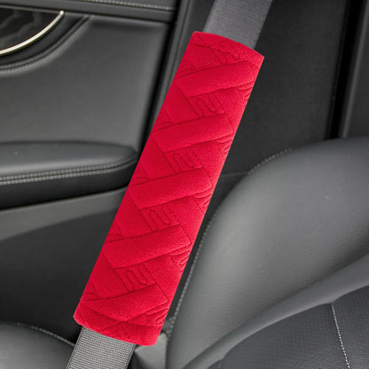 Amooca 2-Pack Soft Seat Belt Covers Universal Car Shoulder Pad Cushions with Braid Pattern for Comfortable Driving & Bag Strap Protection Red