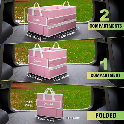 K KNODEL Car Trunk Organizer with Lid, Collapsible Car Trunk Storage Organizer, Car Organizer and Storage for SUV, Truck, Sedan (Medium, Black)