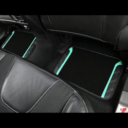 CAR PASS Air Mesh Leather Car Seat Covers Full Set, Waterproof Car Floor Mats, Sporty Steering Wheel Cover 14.5-15in, Universal Fits for 95% Cars Truck SUV (Black and Blue)