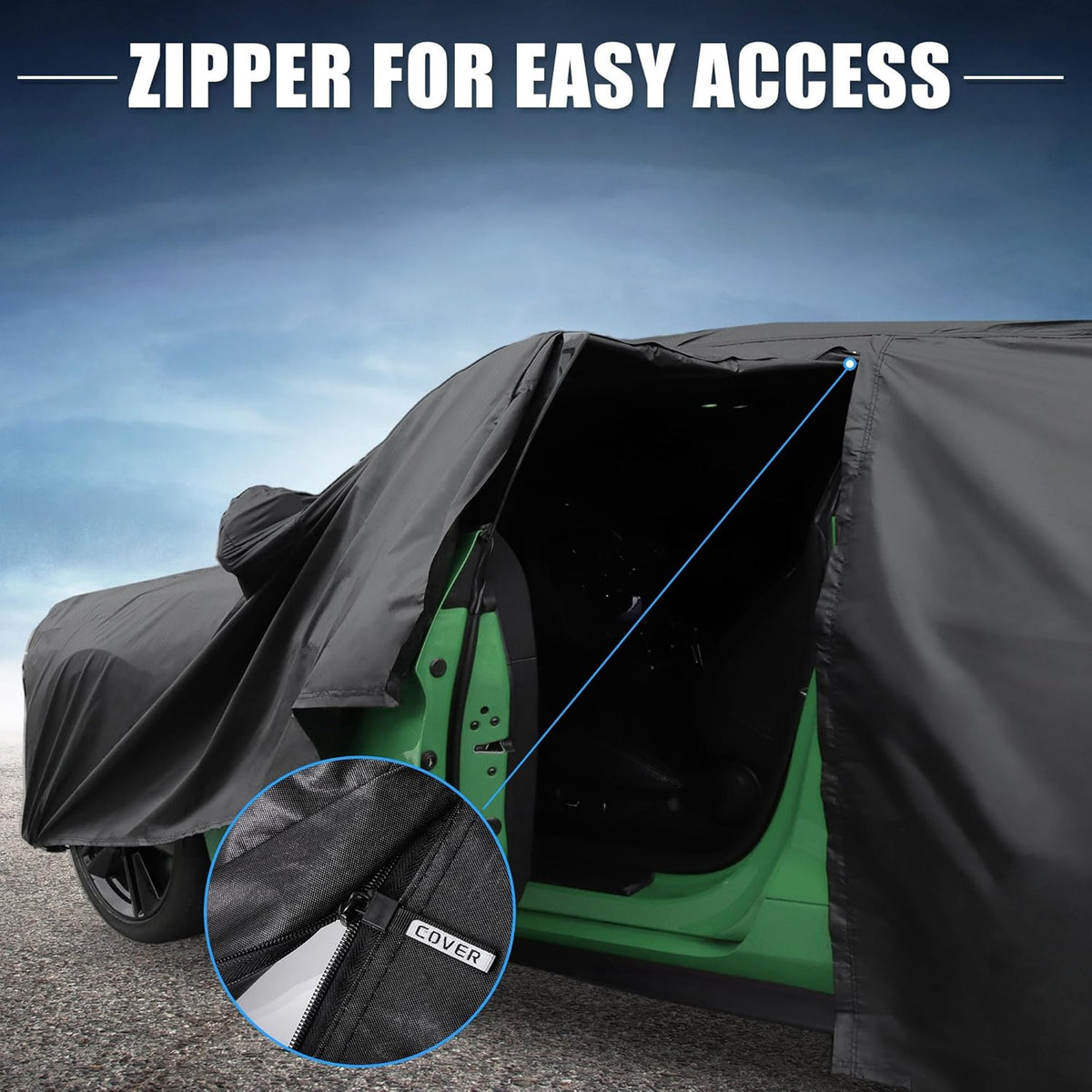 X AUTOHAUX Car Cover for Honda Civic Sedan/Coupe 210D-PU Outdoor Full Car Cover All Weather with Door Zipper for Waterproof Windproof Sun Rain Snow Protection