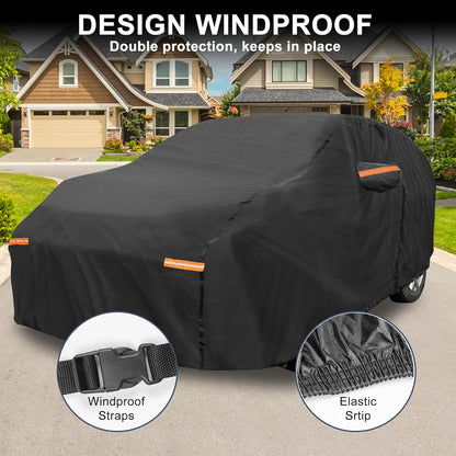 X AUTOHAUX Car Cover for Honda Civic Sedan/Coupe 210D-PU Outdoor Full Car Cover All Weather with Door Zipper for Waterproof Windproof Sun Rain Snow Protection