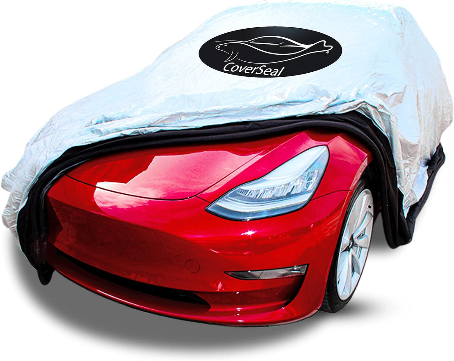 Heavy Duty Outdoor Car Cover with Patented Weighted Ground Conforming Apron Seal – Wind Resistant, Dust, & Water Protection for Automobiles - Sports Size 189 L x 75 W x 67 H inch Max