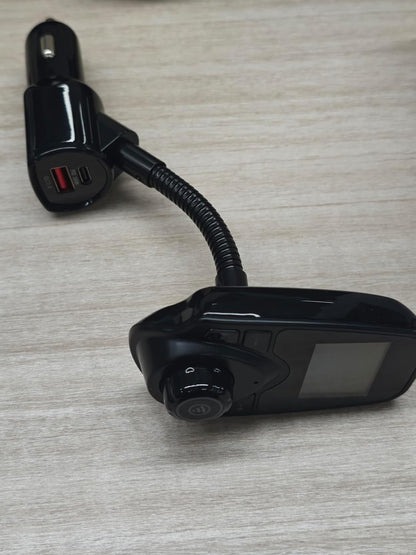 Nulaxy KM18 Plus Bluetooth 5.4 Car Adapter with 48W Fast Charging PD 30W & QC3.0 18W, 1.44" Screen Wireless Radio FM Transmitter with Flexible Gooseneck, Supports Hands-Free Call, TF Card & AUX, Black