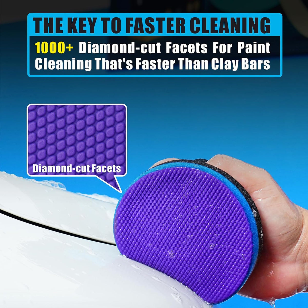 Synthetic Clay, 2-Pack Hand Clay Bar Pad for Car Auto Detailing, Cleansing, Paint Surface Prep Tool for Waxing & Polishing (Blue Purple)