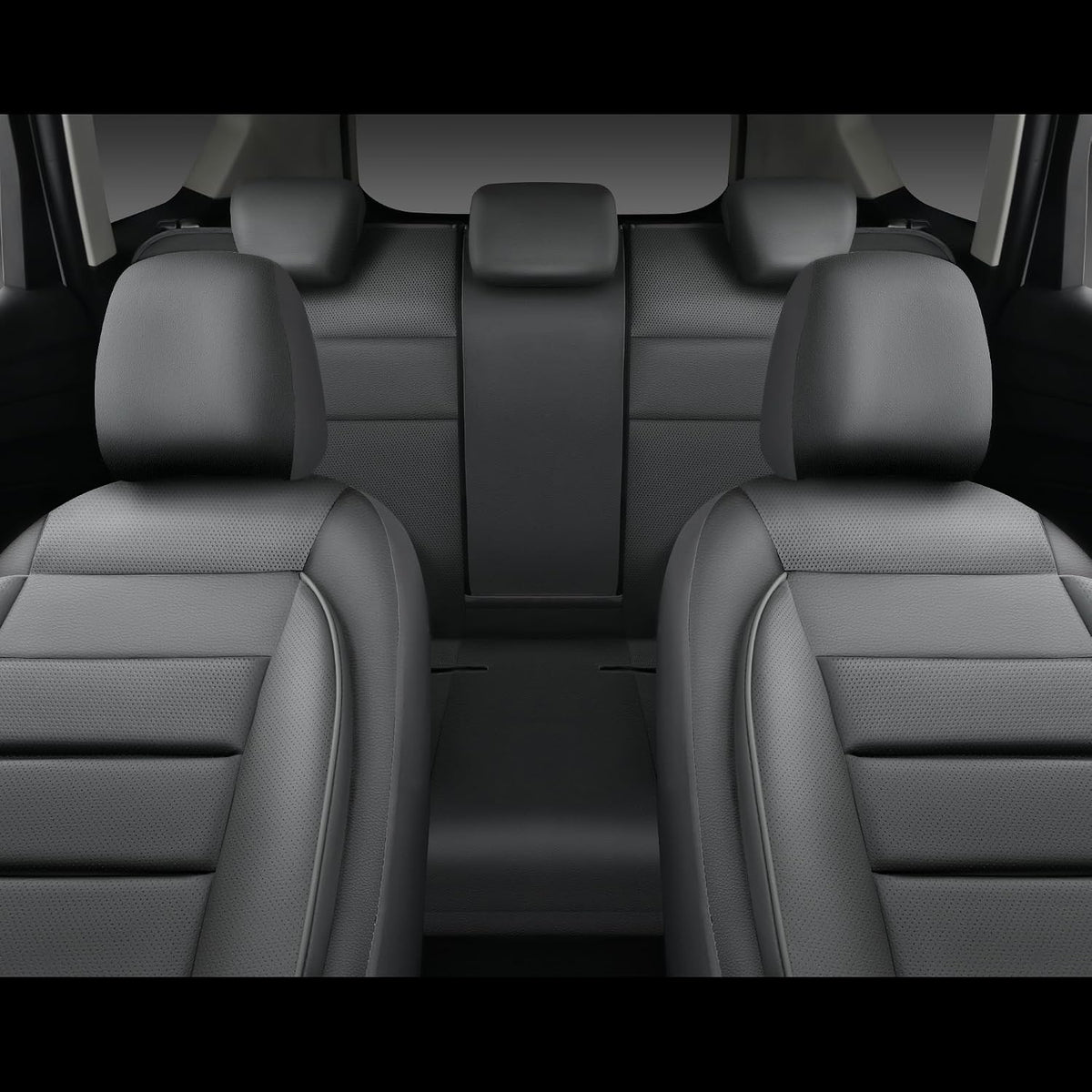 CAR PASS Leather Seat Covers Full Set Universal Water Resistant 3D Foam Back Support, Luxury Comfort Automotive 5 Seat Covers All Season Fit for SUV,Sedan,Van, Airbag Compatible Elegance(Pure Black)