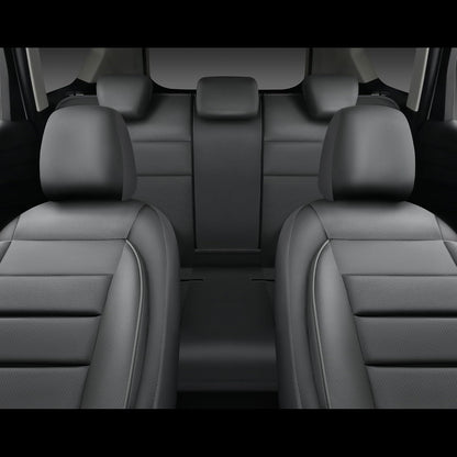 CAR PASS Leather Seat Covers Full Set Universal Water Resistant 3D Foam Back Support, Luxury Comfort Automotive 5 Seat Covers All Season Fit for SUV,Sedan,Van, Airbag Compatible Elegance(Pure Black)