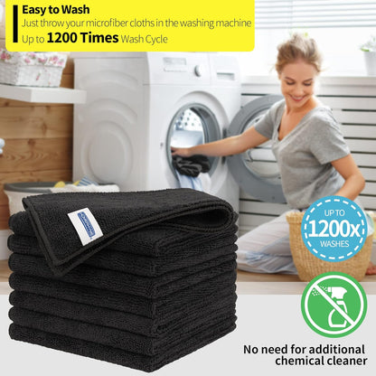 Microfiber Cleaning Cloth, 100 Pack Cleaning Rags Microfiber Towel Bulk Absorbent Lint-Free Wash Cloths, All-Purpose Shop Towels for Cars, Automotive, Garage, Home & Kitchen 11.5"*11.5"