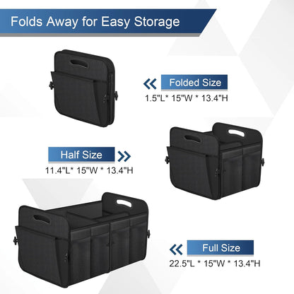 Femuar Car Trunk Organizer with Large Capacity Waterproof Car Accessories for Women & Men, Collapsible Trunk Organizer for Suv/Jeep/Sedan,Tools (Black, Standard)