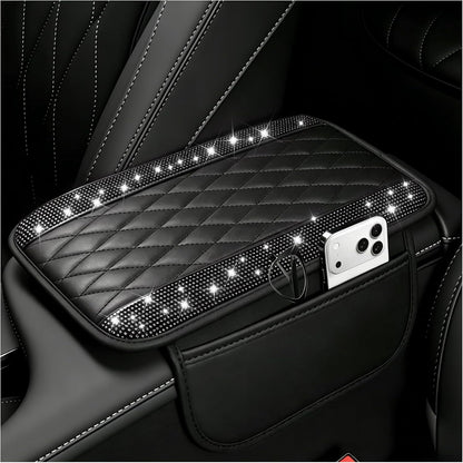 Stacool Upgraded Car Center Console Cover,Microfiber Leather Car Armrest Cover Cushion with 2 Storage Bags,Universal Car Armrest Storage Box (Black)