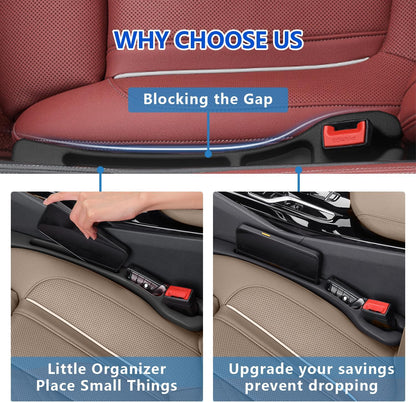 Car Seat Gap Filler Organizer 2Pack,Car Accessories with Safety Hammer,2 in 1 No Drop Seat Guard with Storage Slot for Phone,Keys,Universal Interior Gap Filler for Cars SUV Truck,Red