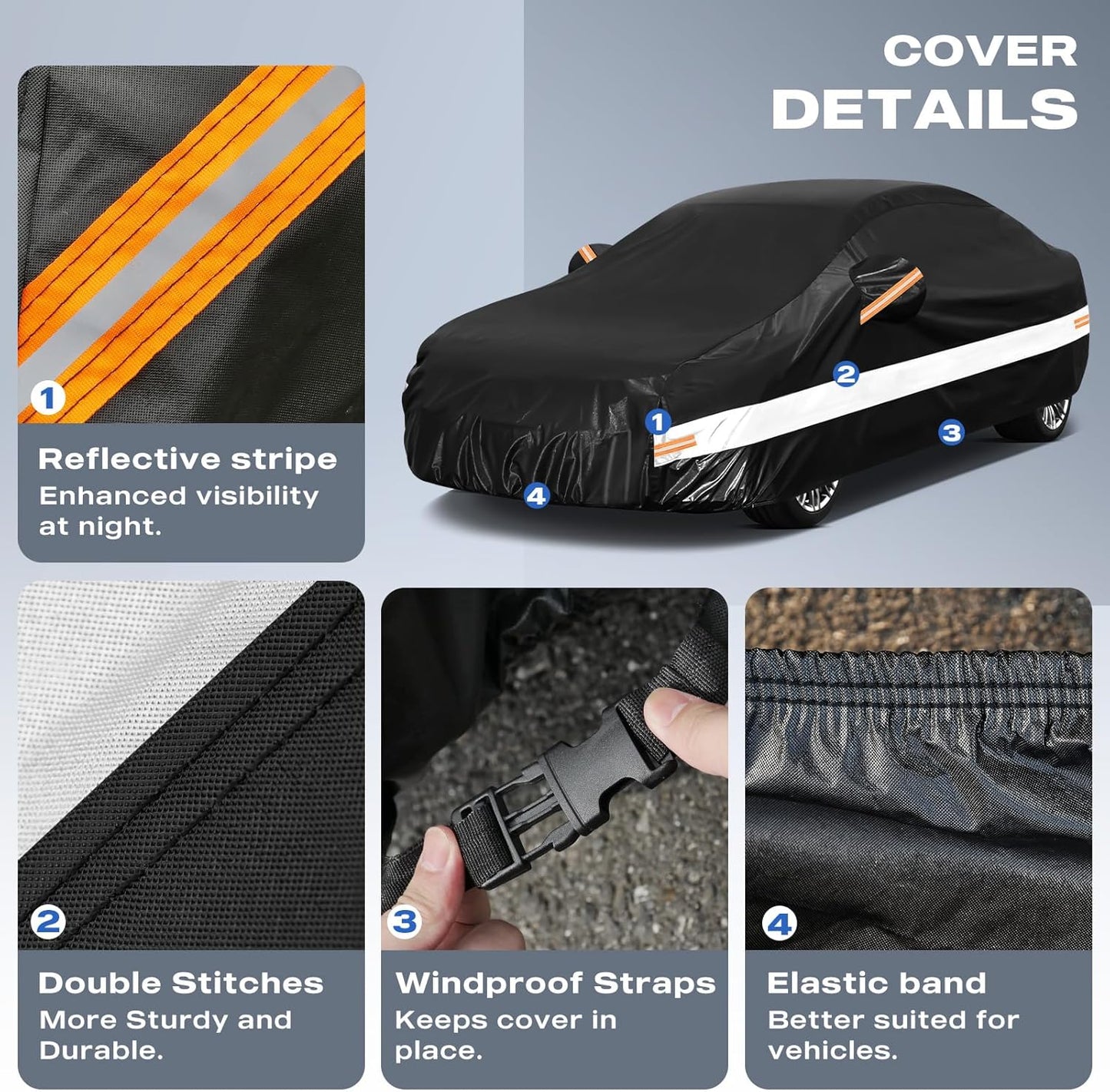 10 Layers Car Cover Custom Fit for Mercedes Benz C Class C250 C300 C43 C63 (1993-2026), Waterproof All Weather for Automobiles, Outdoor Full Cover Sun Dust Rain Protection with Cotton. Black - Colors A