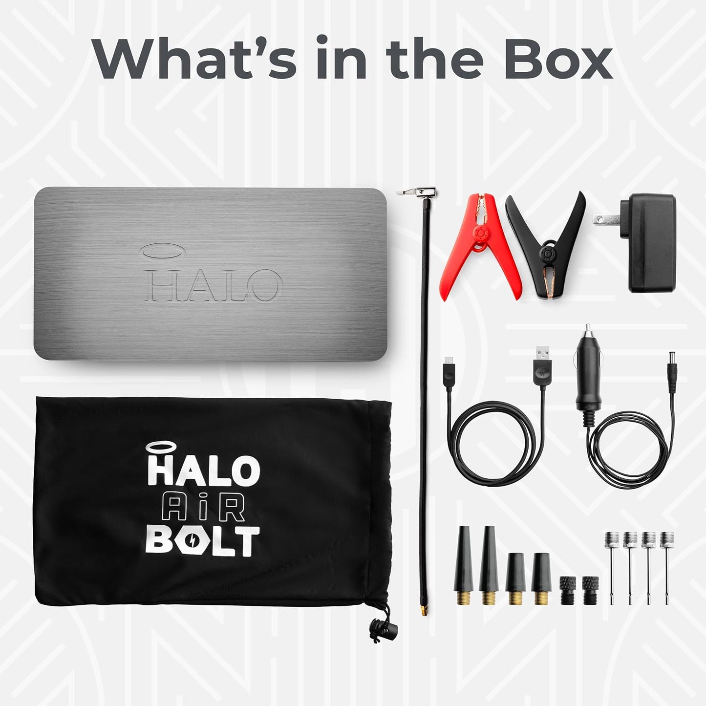 HALO Bolt Air 58830 Portable Car Battery Jump Starter | 100 PSI Air Compressor, 58.8Wh USB Power Bank, Emergency Floodlight & Charger, Jump Cars SUVs & Trucks, Inflate Tires, TSA Approved — Rose Gold