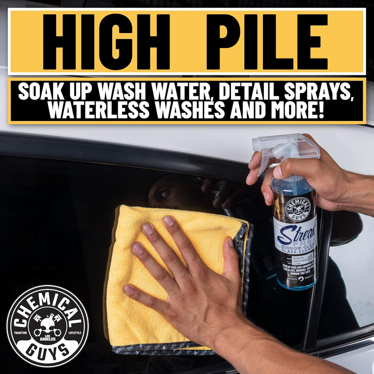 Chemical Guys Professional Grade Premium Microfiber Towels for Cars, Blue, 16" x 16", Ultra-Soft and Scratch-Free Car Detailing Cloths for Trucks, Motorcycles, and More - 3 Pack
