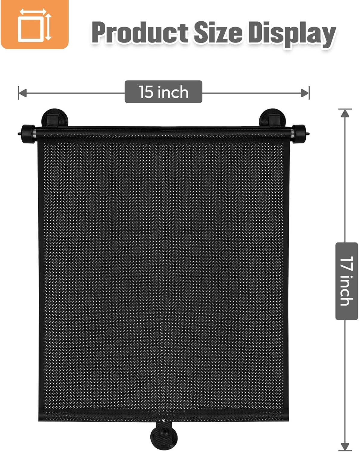 2 Pack Car Side Window Sun Shade - Retractable Car Roller Sunshadewith Reinforced Suction Cups, Drop Down UV Interior Sunshade, Stroller Window Sunshade (15" x 17")