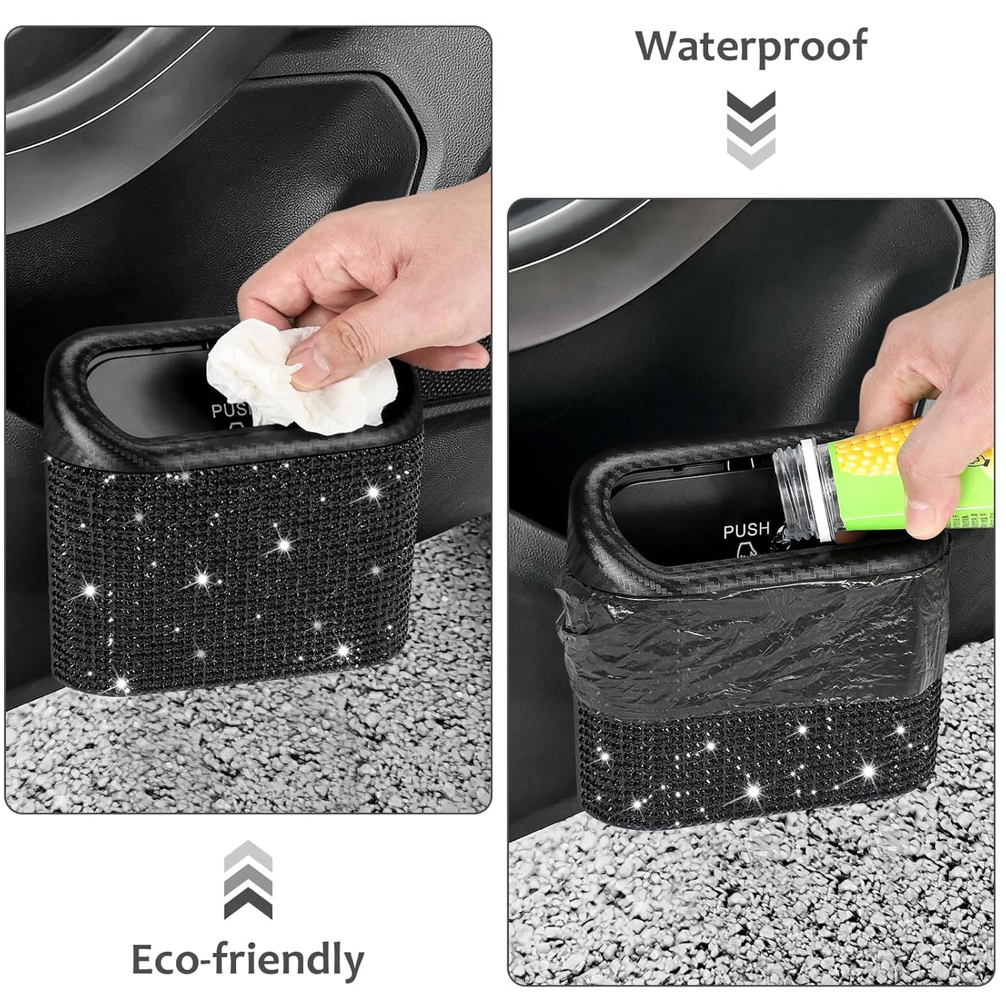 Accmor Car Trash Can with Lid, Leakproof Vehicle Garbage Organizer Holder Bin with 60 Pcs Trash Bags, Mini Auto Dustbin Interior Accessories Storage Container for SUV, Office, Home