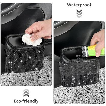 Accmor Car Trash Can with Lid, Leakproof Vehicle Garbage Organizer Holder Bin with 60 Pcs Trash Bags, Mini Auto Dustbin Interior Accessories Storage Container for SUV, Office, Home
