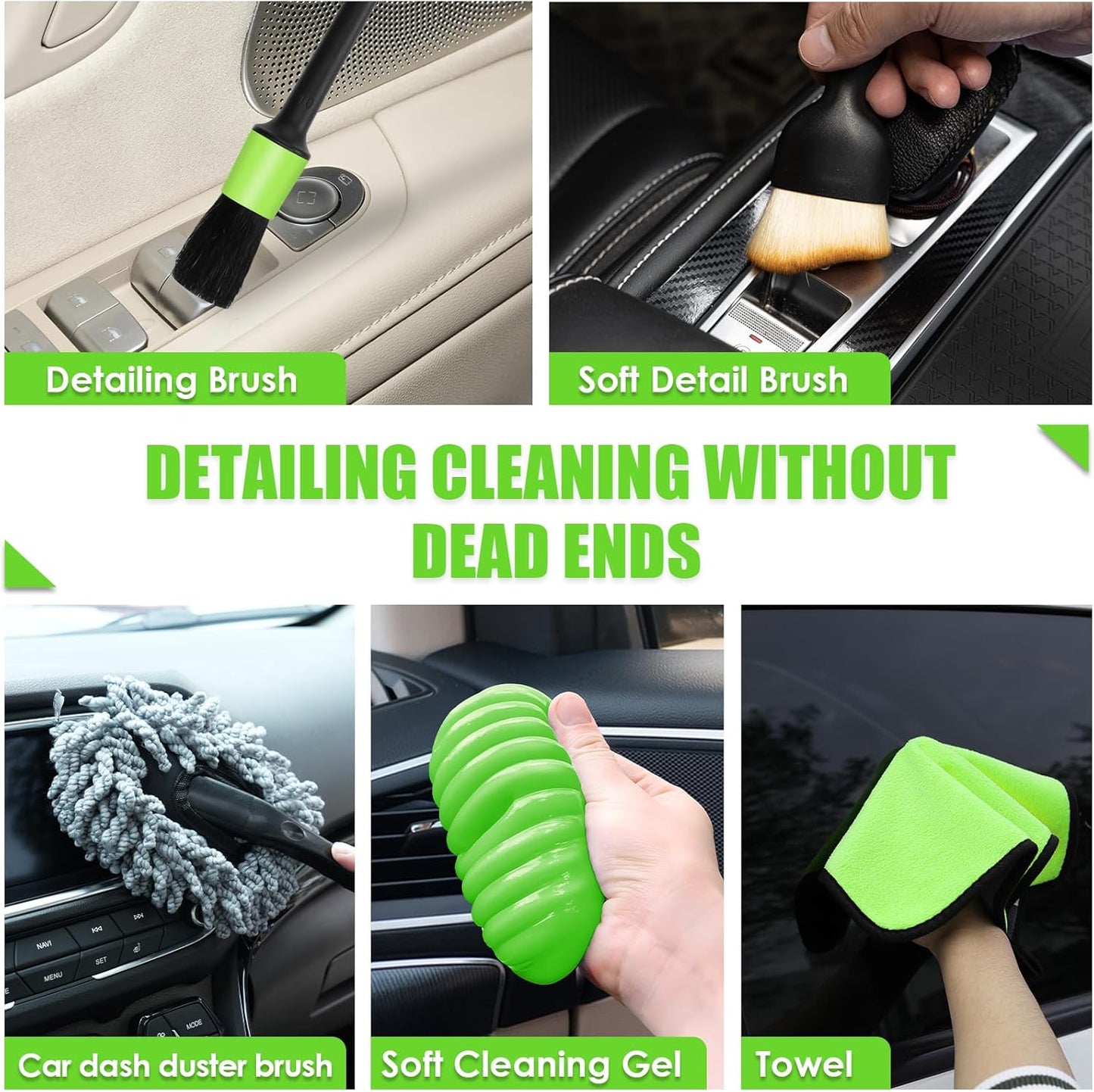 17pcs Car Cleaning Kit, Pink Car Interior Detailing Kit with High Power Handheld Vacuum, Detailing Brush Set, Windshield Cleaner, Cleaning Gel, Complete Auto Accessories for Women Gift