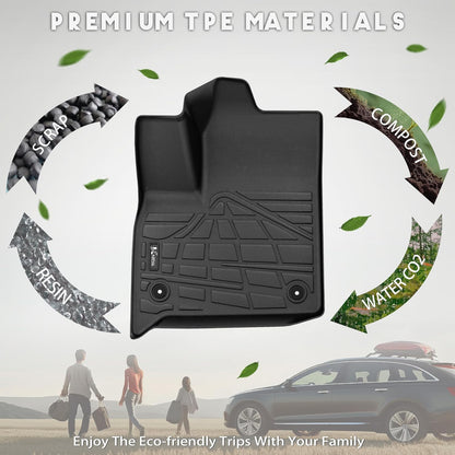 KARPAL Floor Mats for 2007-2013 Chevy Silverado & GMC Sierra 1500 Crew Cab / 2007-2014 2500/3500 HD(Footwell Coverage), All-Weather TPE Custom Fit Floor Liners Car Accessories