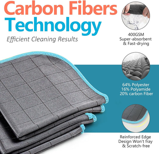 Airlab Microfiber Towels for Cars Wash Drying Thick Plush Cleaning Cloth Auto Detailing Super Absorbent for Interior & Exterior Lint Free, Streak Free, 16" X 16", 800 GSM, Pack of 4