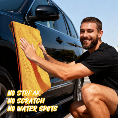 PUGPIU Microfiber Car Drying Towel Extra Large Super Absorbent 48"X24", 1400 GSM Flash Detail Car Wash Drying Towel Edgeless with Two Sided Soft Twisted-Loop, No Water Spots Streaks for Cars (Green)