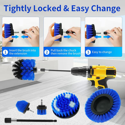 10 Pack Drill Brush Attachment Set, Drill Scrubber Brush Kit, Drill Cleaning Brush, Scrub Brush for Grout Floor Tub Shower Bathtub Tile Sink Toilet Bathroom Kitchen Car Yellow
