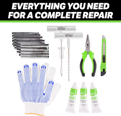 Slime 2040-A Tire Repair Plug Kit, Deluxe, Contains Strings, Tools and Glue, 11 Pieces