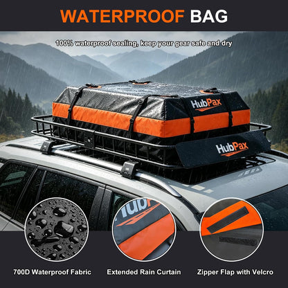 21 Cu Ft. Car Rooftop Cargo Carrier Bag Car Roof Top Bag Cargo Carrier | Fit All Vehicle with/Without Rack, Includes Anti-Slip Mat, 8 Reinforced Straps, 6 Door Hooks, Luggage Lock