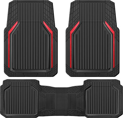 CAR PASS Heavy Duty Rubber Floor Mats for Car, Waterproof Liner Deep Dish Car Mats Full Sets, Universal Trim to Fit for SUV Truck Sedans Vans, All Weather Automotive Floor Mats 3pcs, Solid Black